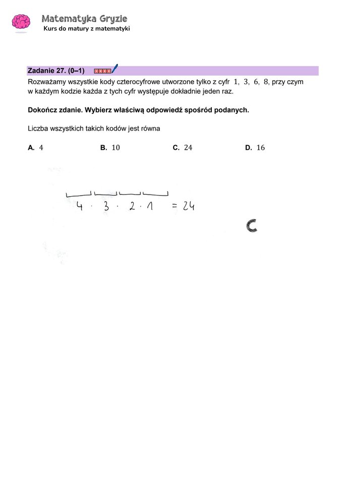 Matura 2024. Matematyka — poziom podstawowy, Formuła 2023 — arkusze z odpowiedziami – zadanie 27