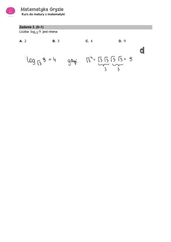 Zadanie 3 – Matura 2024. Matematyka — poziom podstawowy, Formuła 2015 — arkusze z odpowiedziami