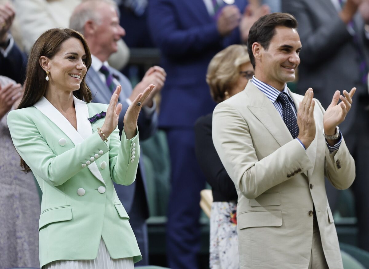 Kate Middleton i Roger Federer w loży honorowej Wimbledonu 