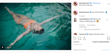 Wpis Julii Wieniawy na&nbsp;Instagramie