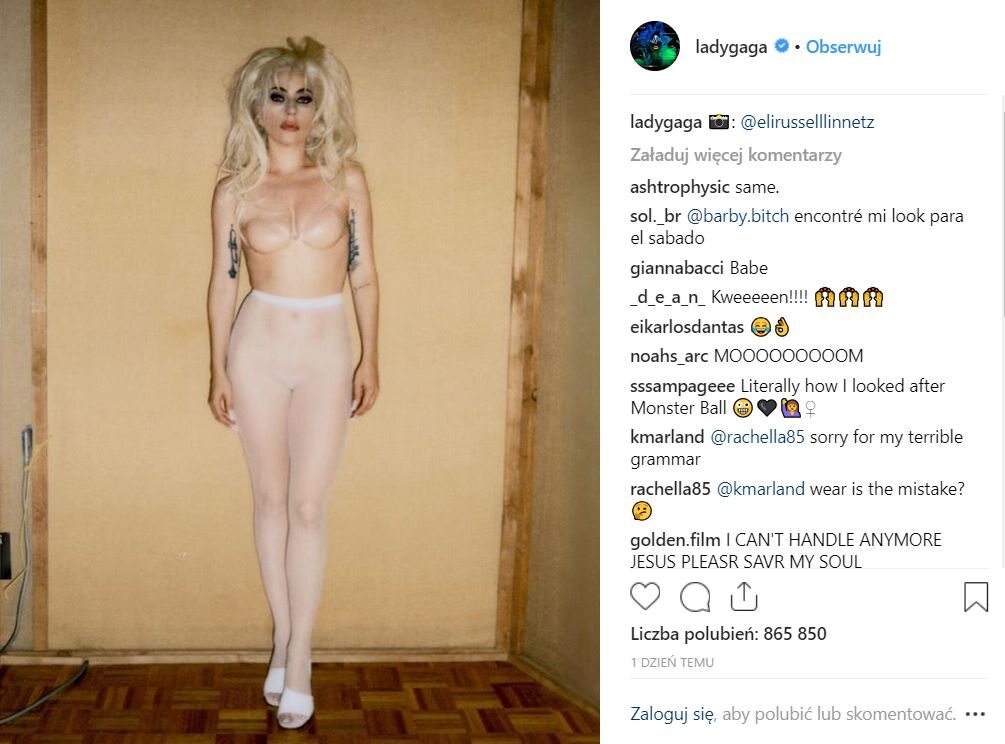 Lady Gaga nago na Instagramie 