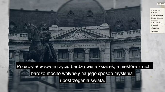 Screen z gry edukacyjnej „Dziedzictwo kulturowe Jana Pawła II”