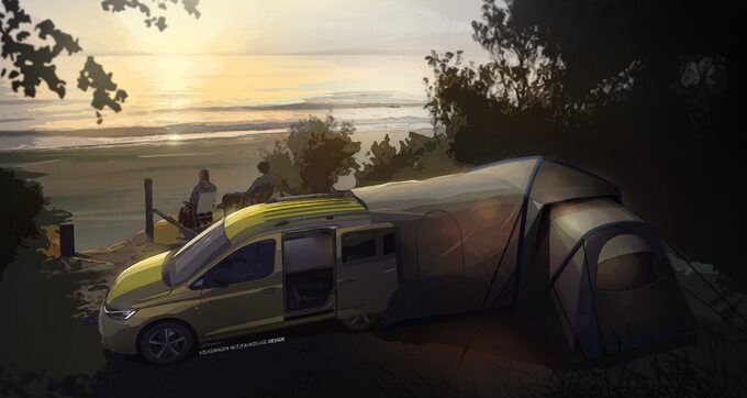 Rysunki nowego Volkswagena Caddy Beach