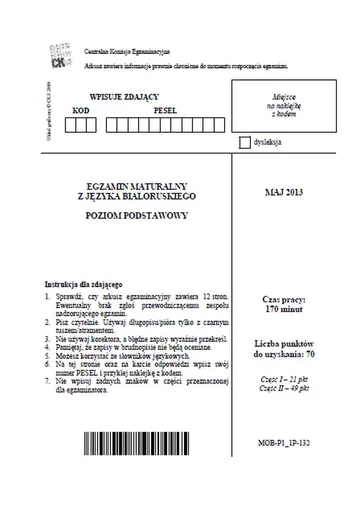 Zobacz arkusze egzaminacyjne z języka białoruskiego - poziom podstawowy (fot.CKE)