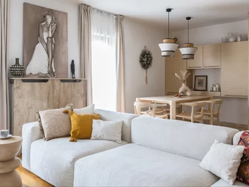 Przytulny salon z akcentami boho, projekt Magdalena Miśkiewicz 