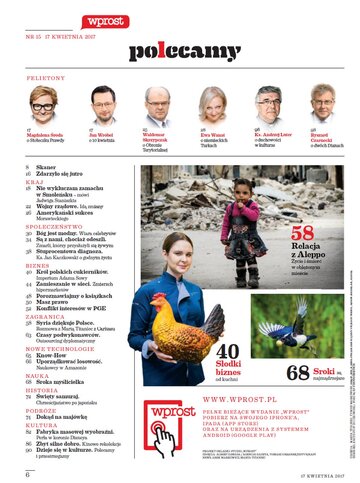 Spis treści numeru 15/2017 "Wprost"