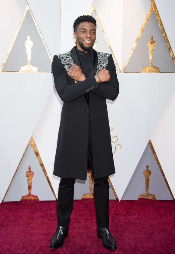 Chadwick Boseman podczas 90. ceremonii rozdania Oscarów w 2018 roku 