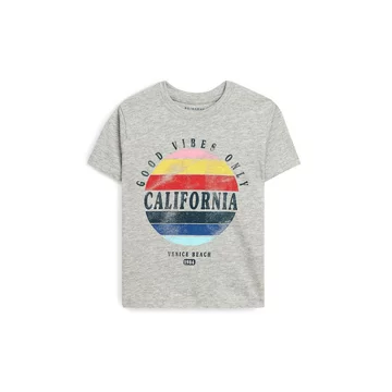 Szary T-shirt z krótkim rękawem dla młodszych chłopców - 9 zł 