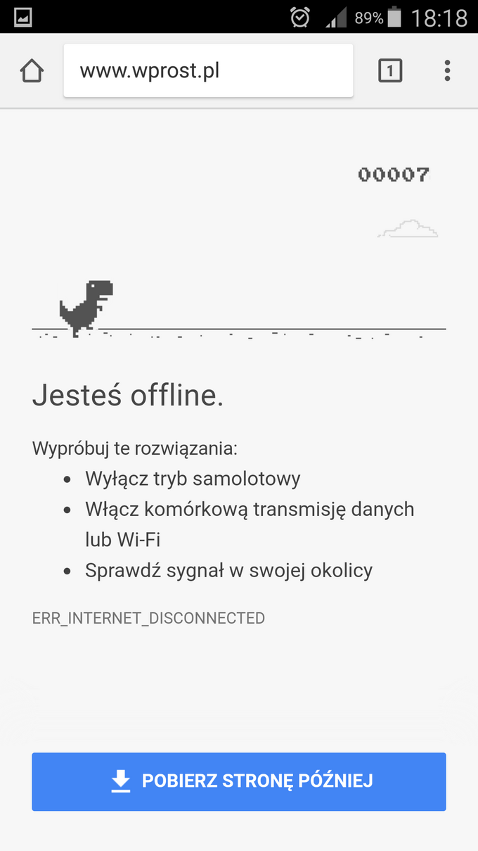 Chrome gra "Dinozaur"
