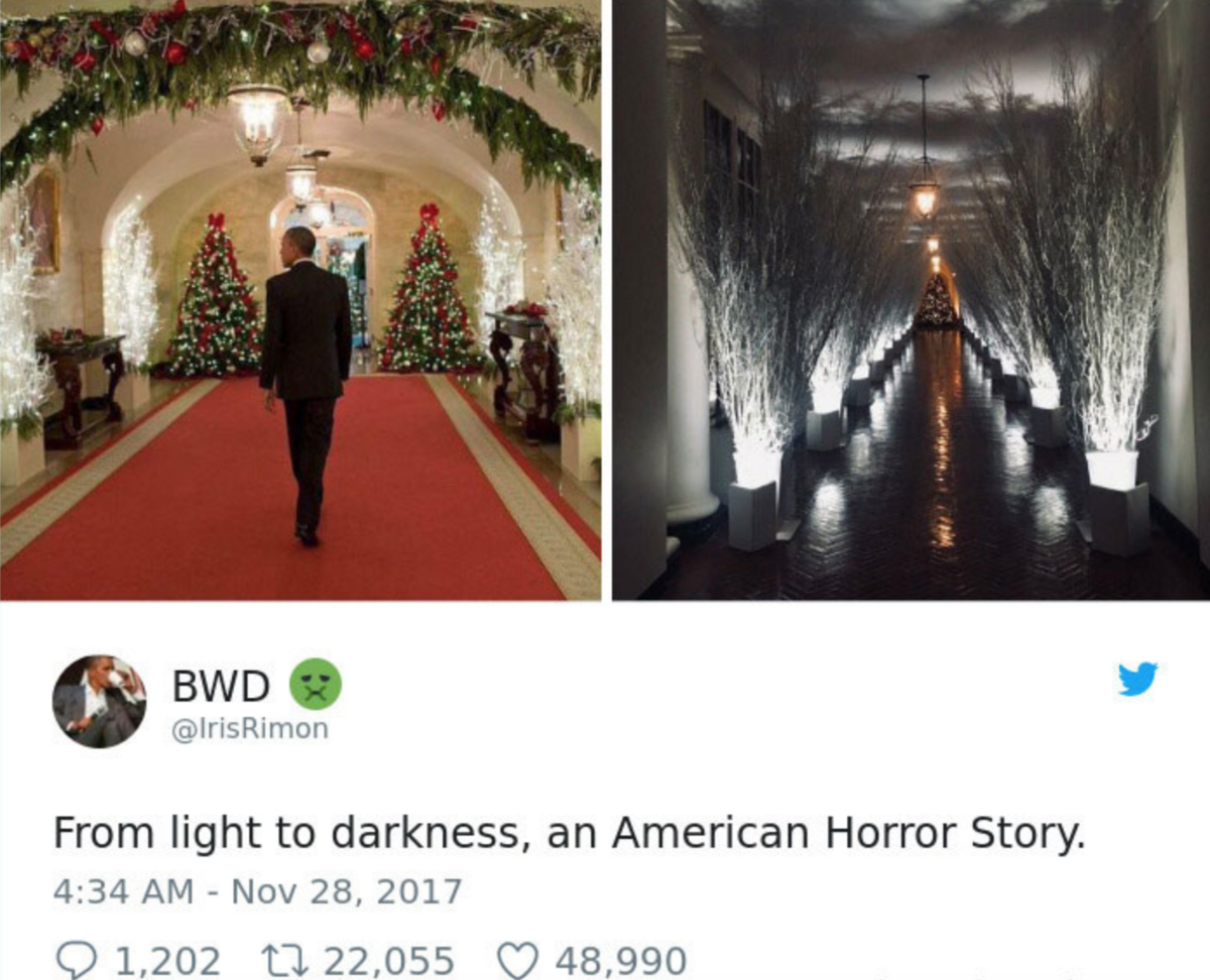 Świąteczny Biały Dom jak z horrorów? 
