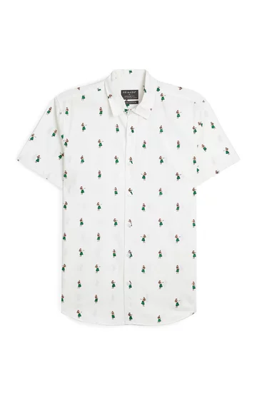 Biała koszula z motywem dziewczyny tańczącej hula - 39 zł 