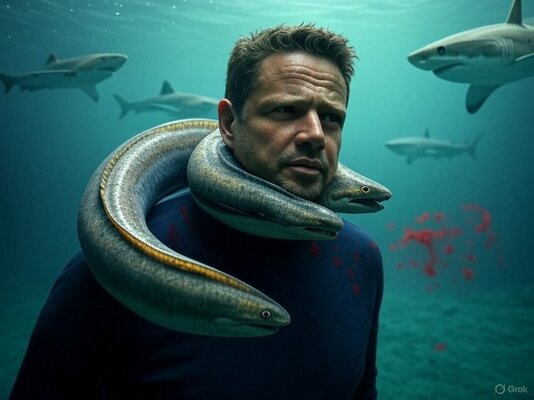 Miniatura: Trzaskowski pływający z rekinami