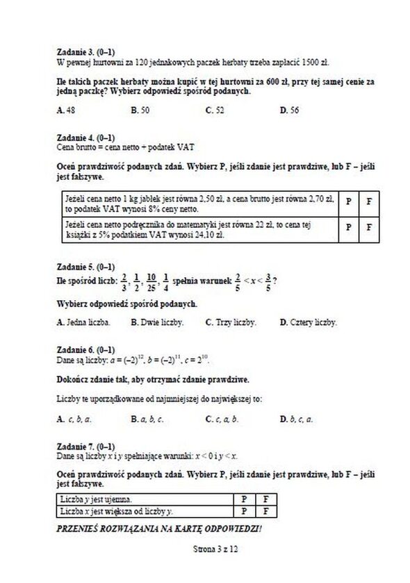 Egzamin gimnazjalny 2013. Część przyrodniczo-matematyczna. Arkusz matematyczny (fot.CKE)