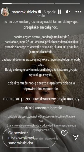 Sandra Kubicka wyznała, że&nbsp;jest chora