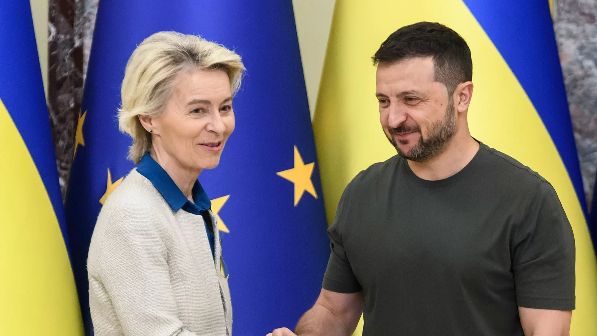 Ursula von der Leyen i Wołodomyr Zełenski