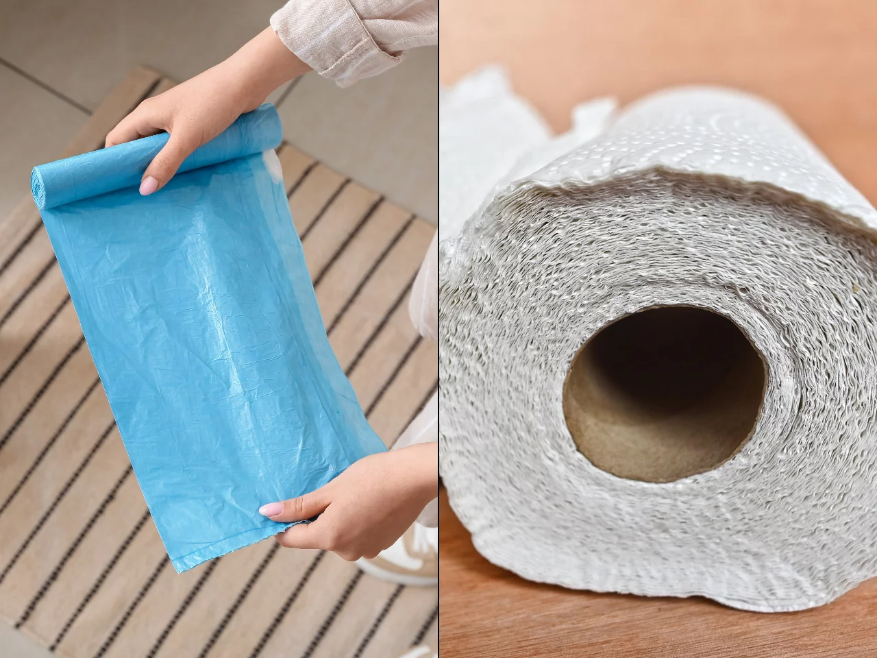 Prosty trik, który odmieni codzienną wymianę worków na śmieci — rolka po ręczniku papierowym jako praktyczny dozownik