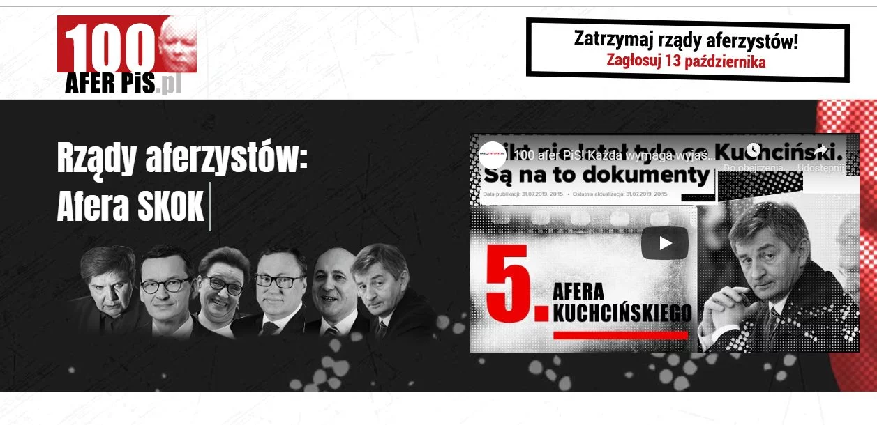 Screen ze strony 100aferPiS.pl
