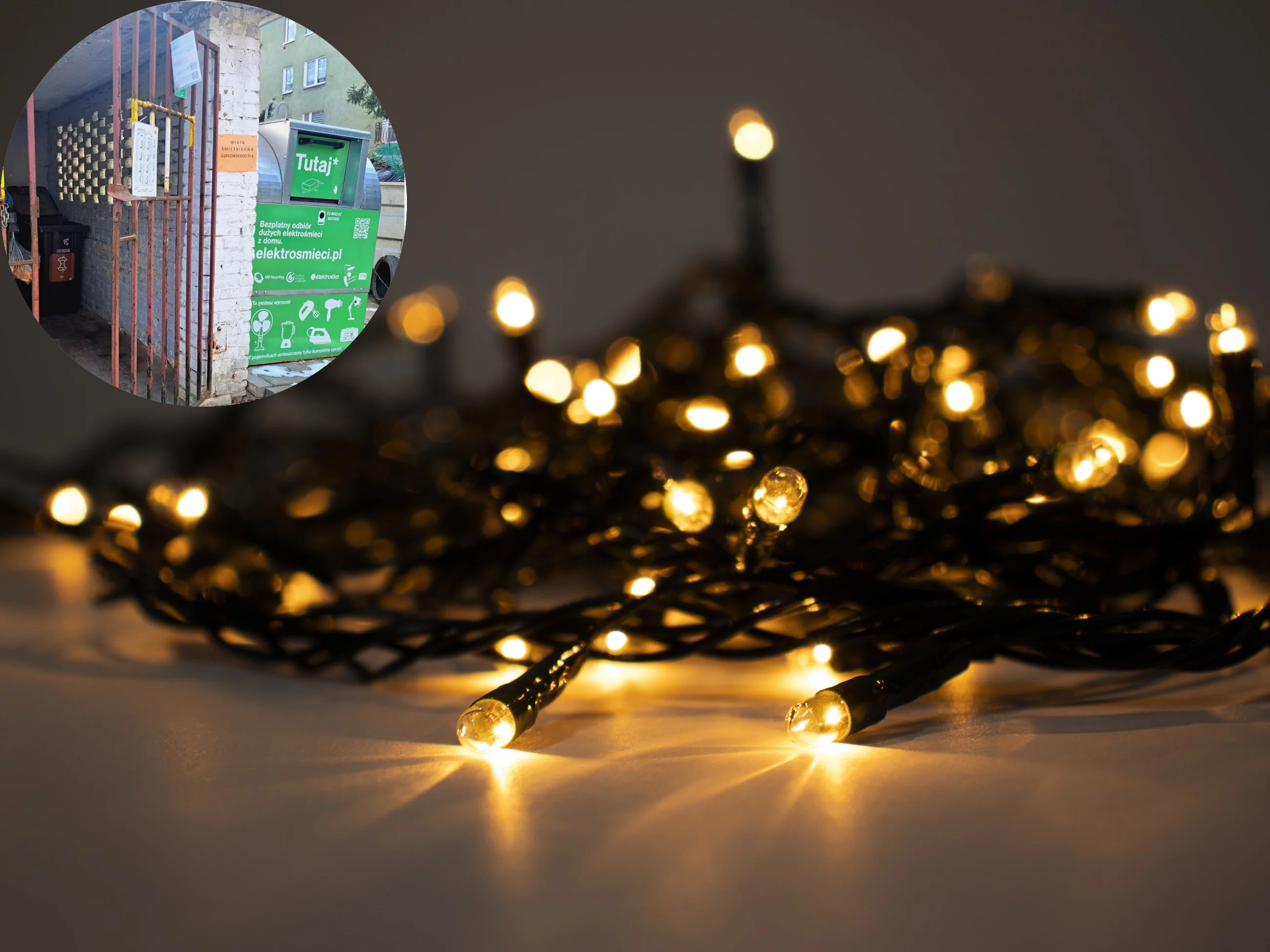 Zepsute lampki choinkowe można wyrzucać wyłącznie do elektroodpadów