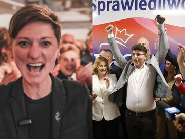 Agata Wojda, Marcin Stępniewski po ogłoszeniu wyników exit poll
