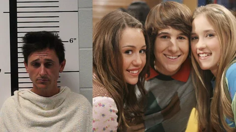 Zdjęcie Mitchela Musso z policyjnego aresztu i aktor jako Oliver Oken w serialu „Hannah Montanta”