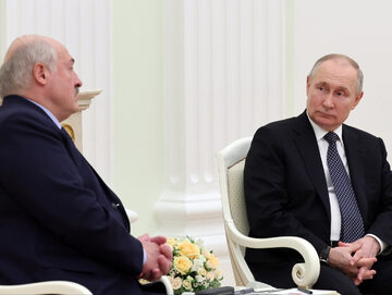 Alaksandr Łukaszenka i Władimir Putin w Moskwie, 5 kwietnia
