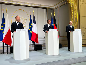 Andrzej Duda, Emmanuel Macron i Olaf Scholz
