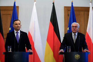 Andrzej Duda i Frank-Walter Steinmeier podczas spotkania w Berlinie w 2018 roku
