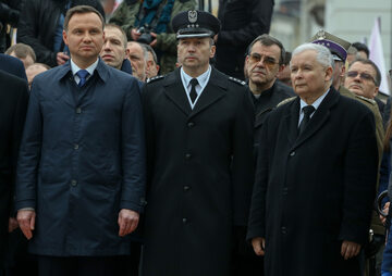 Andrzej Duda i Jarosław Kaczyński na obchodach rocznicy katastrofy smoleńskiej