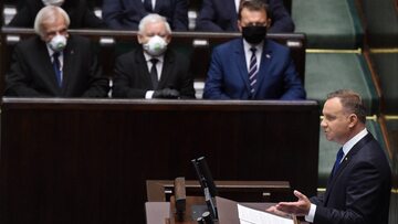 Andrzej Duda i politycy PiS w Sejmie