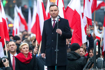 Andrzej Duda podczas marszu w 2018 roku