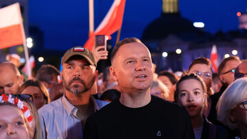 Andrzej Duda podczas wydarzenia „Warszawiacy śpiewają (nie)zakazane piosenki”