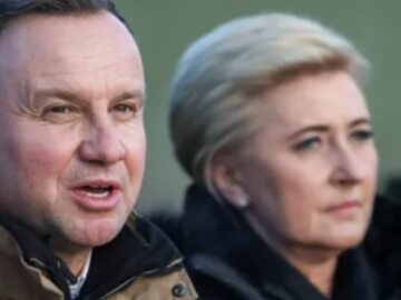 Andrzej Duda z żoną w czasie spotkania z funkcjonariuszami służącymi na granicy