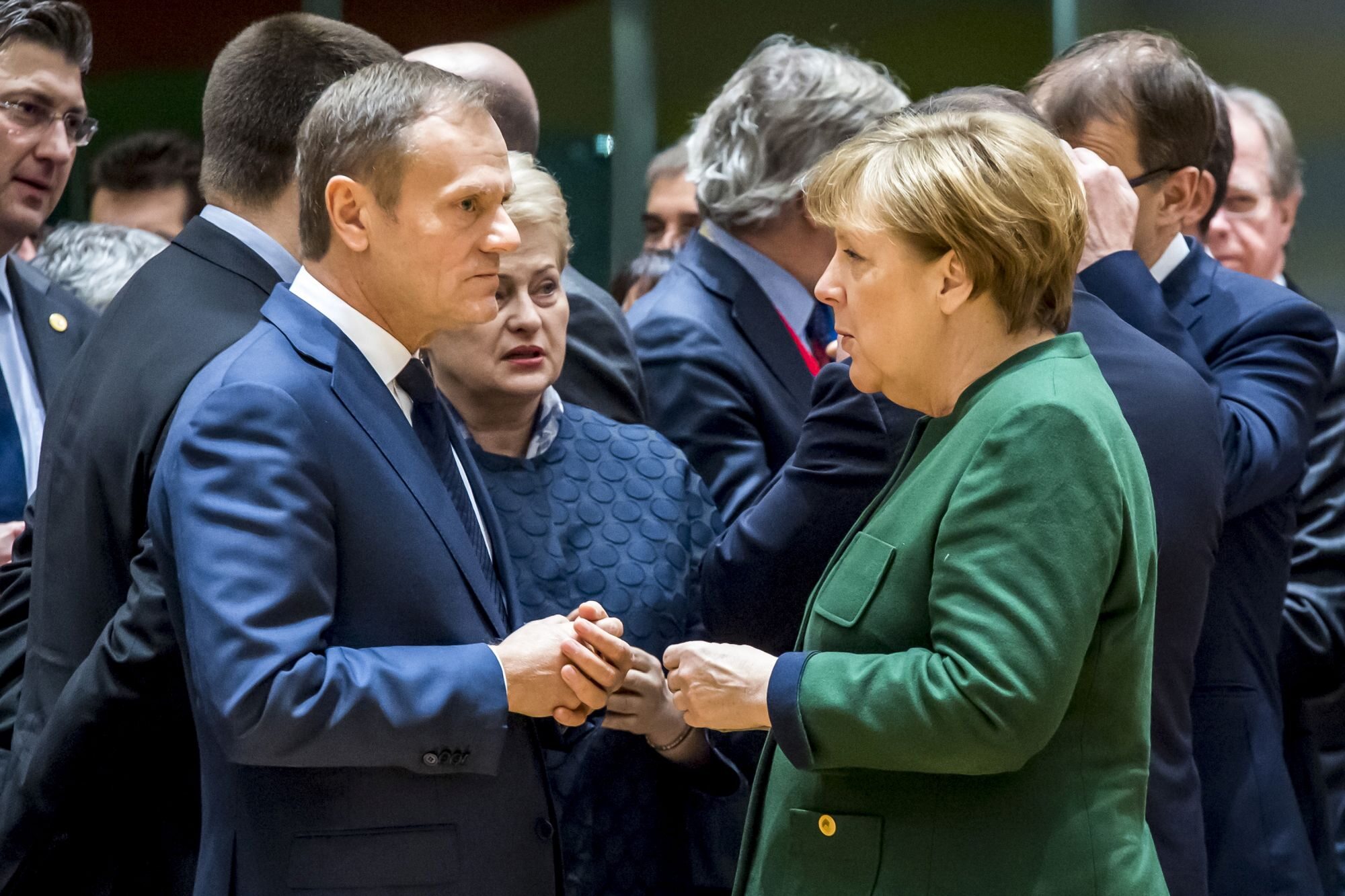 Angela Merkel, Dalia Grybauskaite i Donald Tusk podczas szczytu Rady Europejskiej