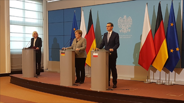 Angela Merkel i Mateusz Morawiecki podczas konferencji prasowej
