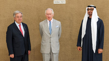 Antonio Guterres, król Karol III i Mohamed bin Zayed Al Nahyan
