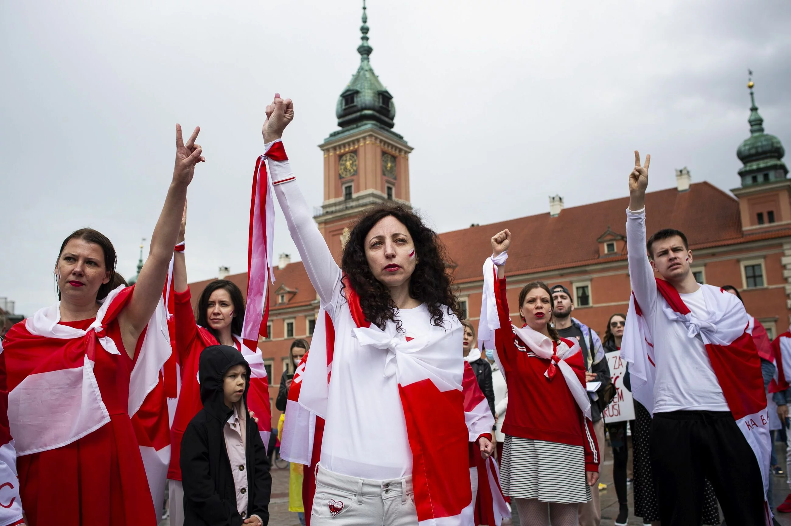 Warszawa. Demonstracja poparcia dla prześladowanych Białorusinów. 29 maja