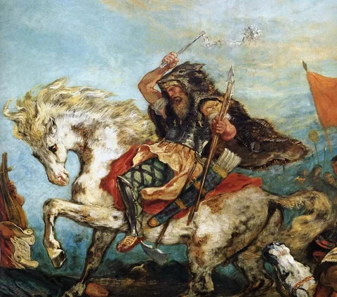 Attyla Hun (aut. Eugène Delacroix, między 1843 a 1847, domena publiczna)