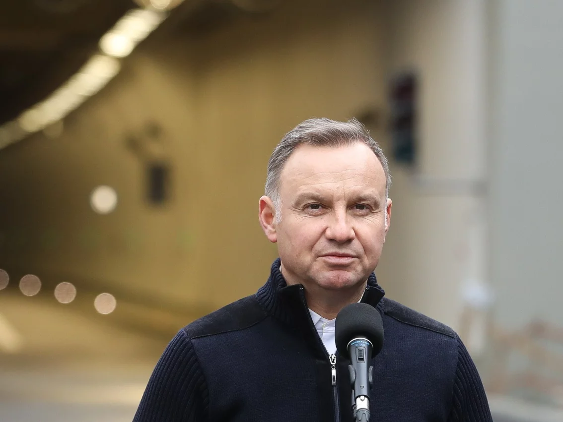 Andrzej Duda podczas wizyty na budowie tunelu