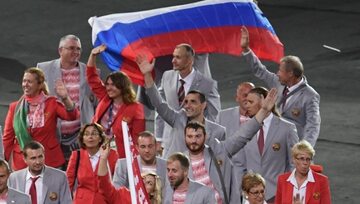 Białoruscy sportowcy podczas ceremonii otwarcia igrzysk