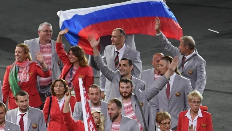 Białoruscy sportowcy podczas ceremonii otwarcia igrzysk