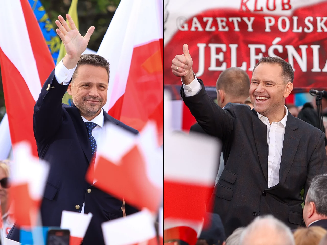 Rafał Trzaskowski i Karol Nawrocki podczas spotkań z wyborcami