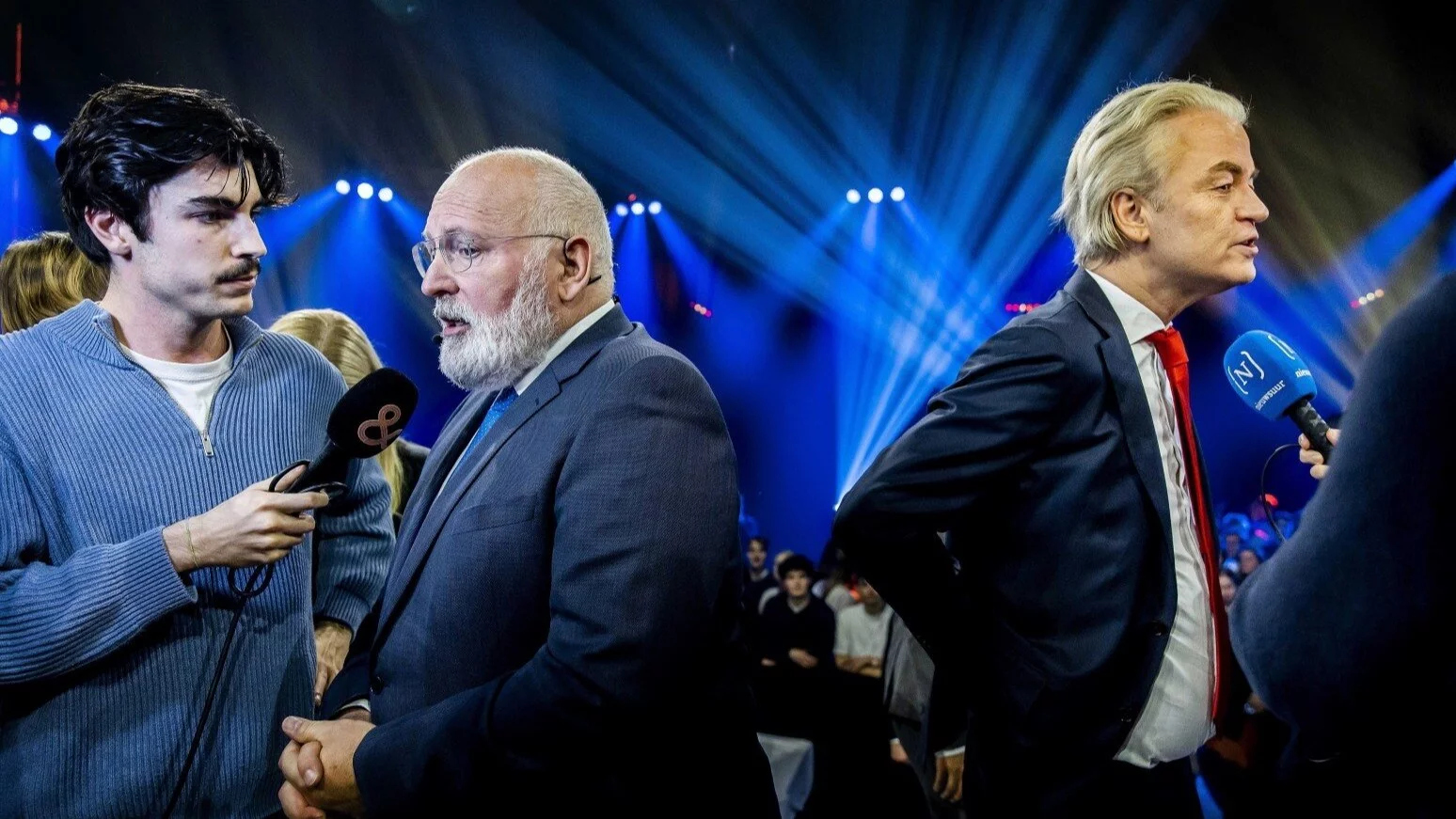 Frans Timmermans i lider Partii Wolności (PVV) Geert Wilders podczas debaty wyborczej EenVandaag „Przyszłość Holandii” w Ahoy w Rotterdamie