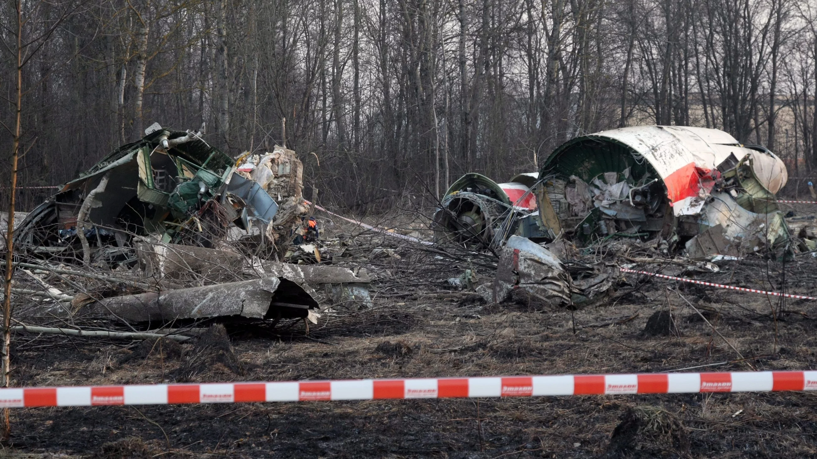 Wrak TU-154 po katastrofie pod Smoleńskiem