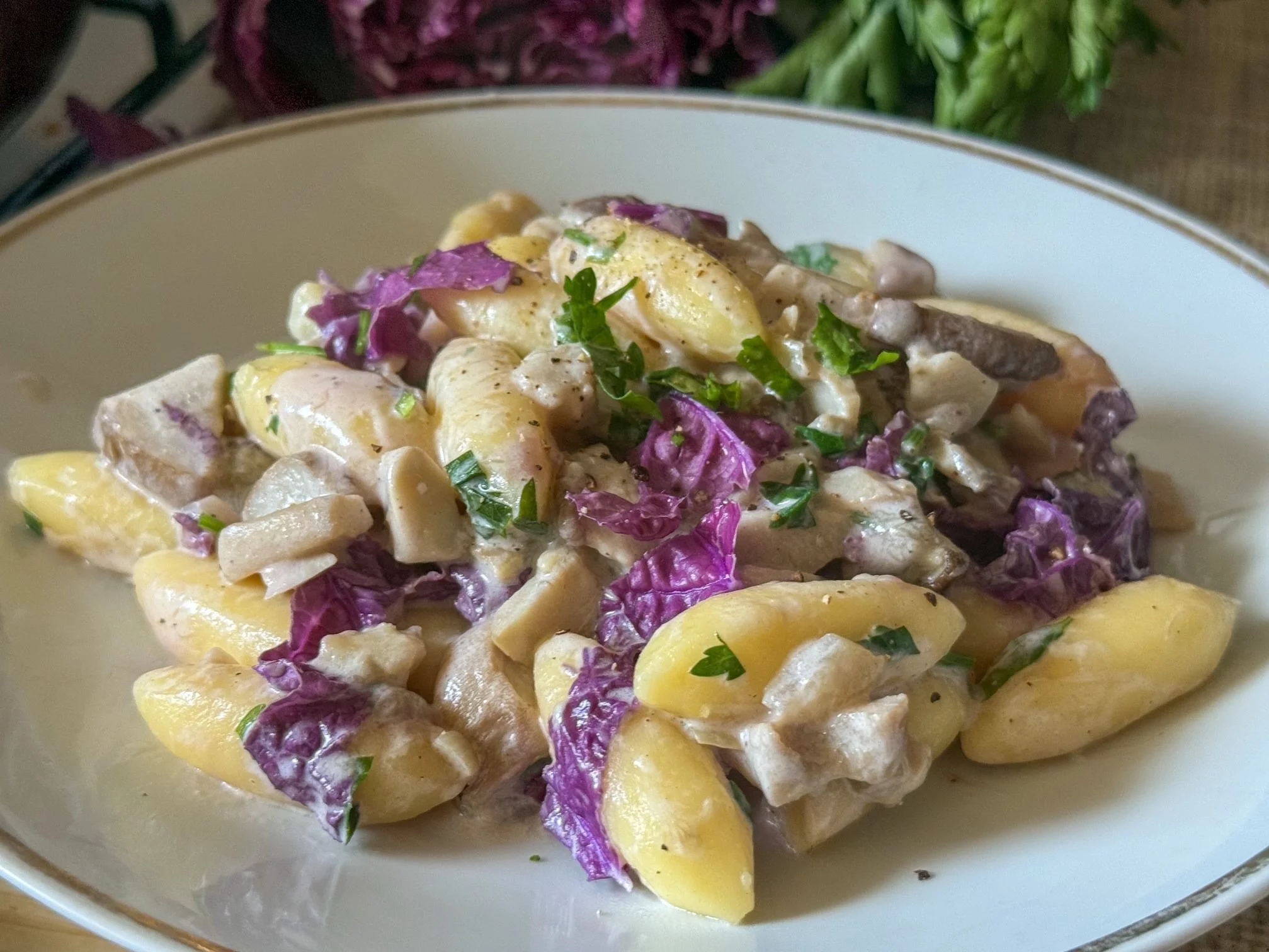 Kopytka z sosem grzybowym