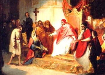 Cesarz Henryk IV przed papieżem Grzegorzem VII