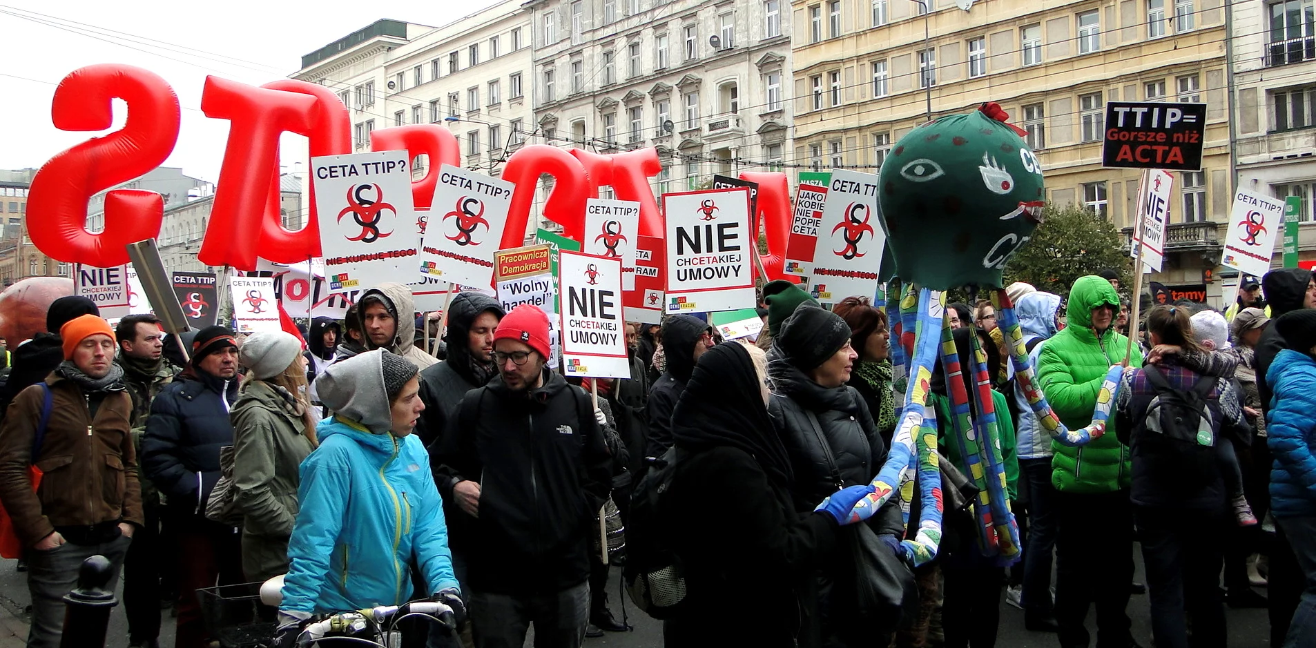 Protest przeciwko CETA w Warszawie