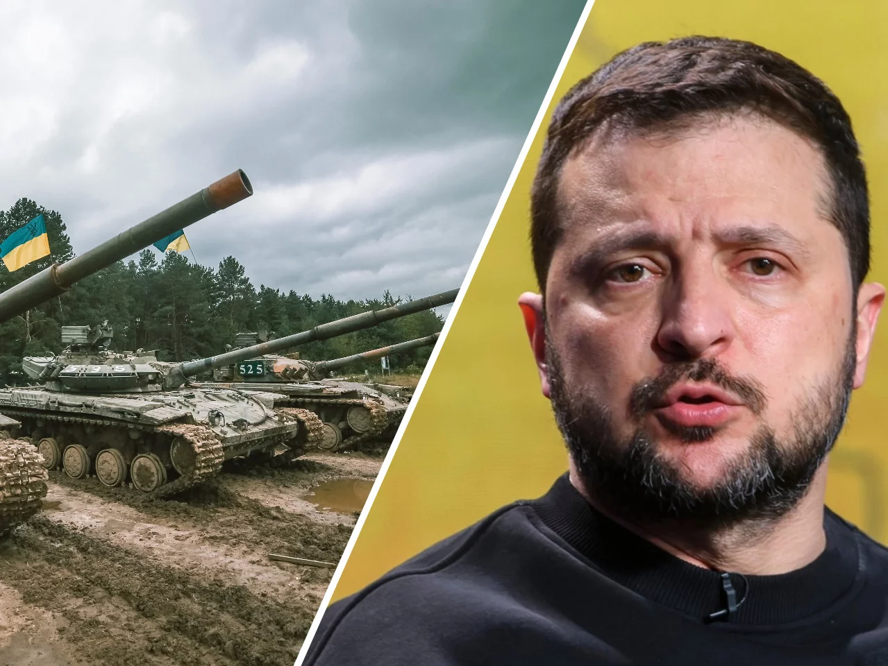 Ukraińskie czołgi – zdjęcie ilustracyjne / prezydent Wołodymyr Zełenski