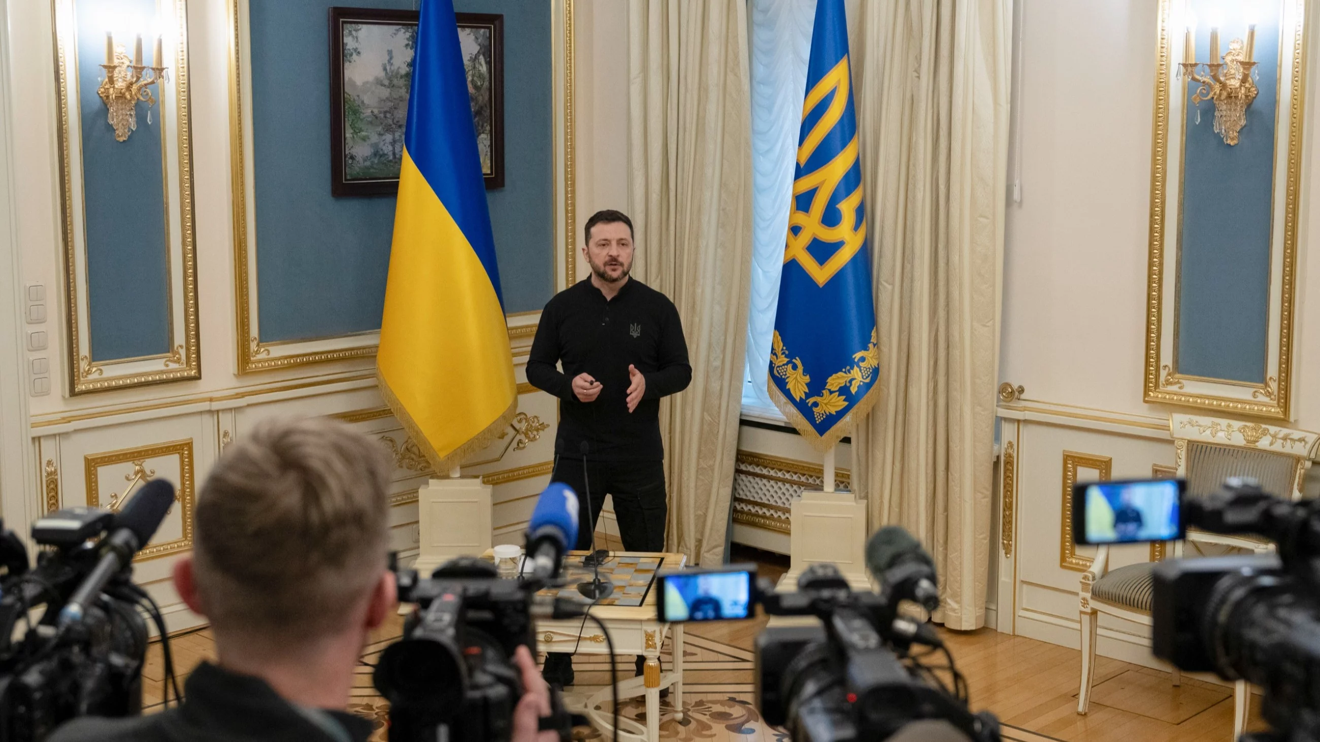 Wołodymyr Zełenski podczas konferencji prasowej