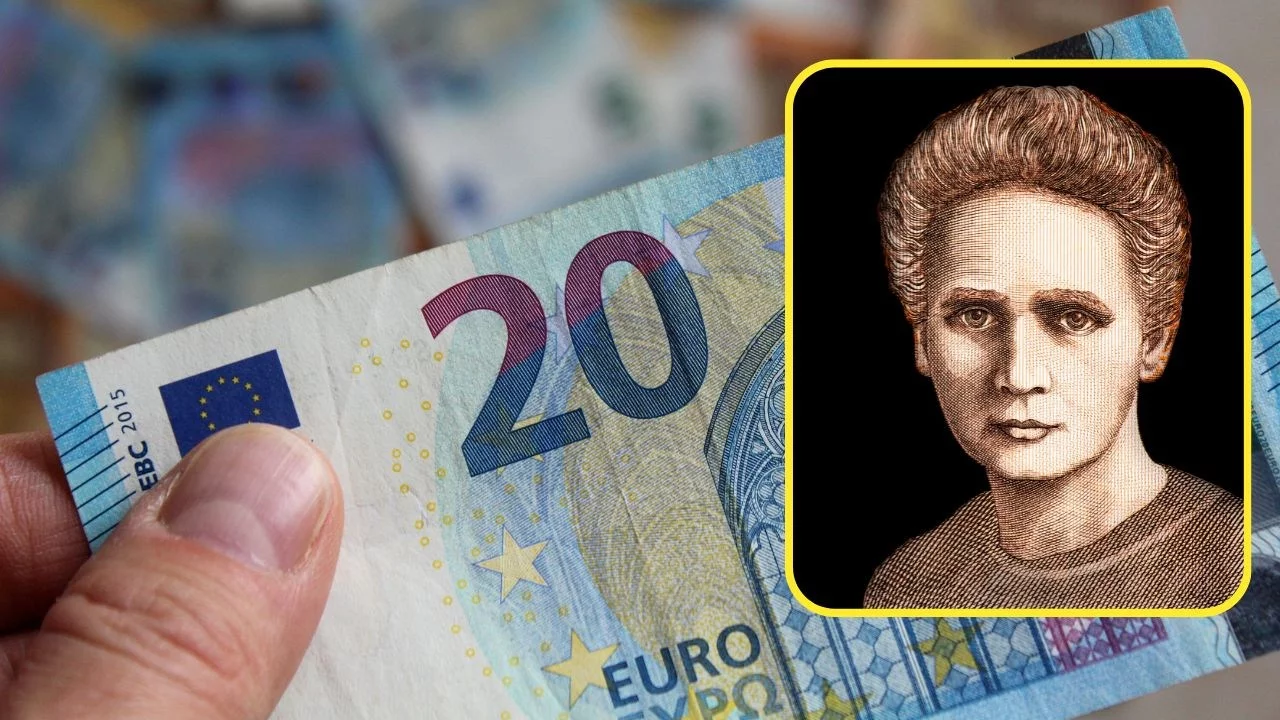 Banknot 20 euro i Maria Skłodowska-Curie