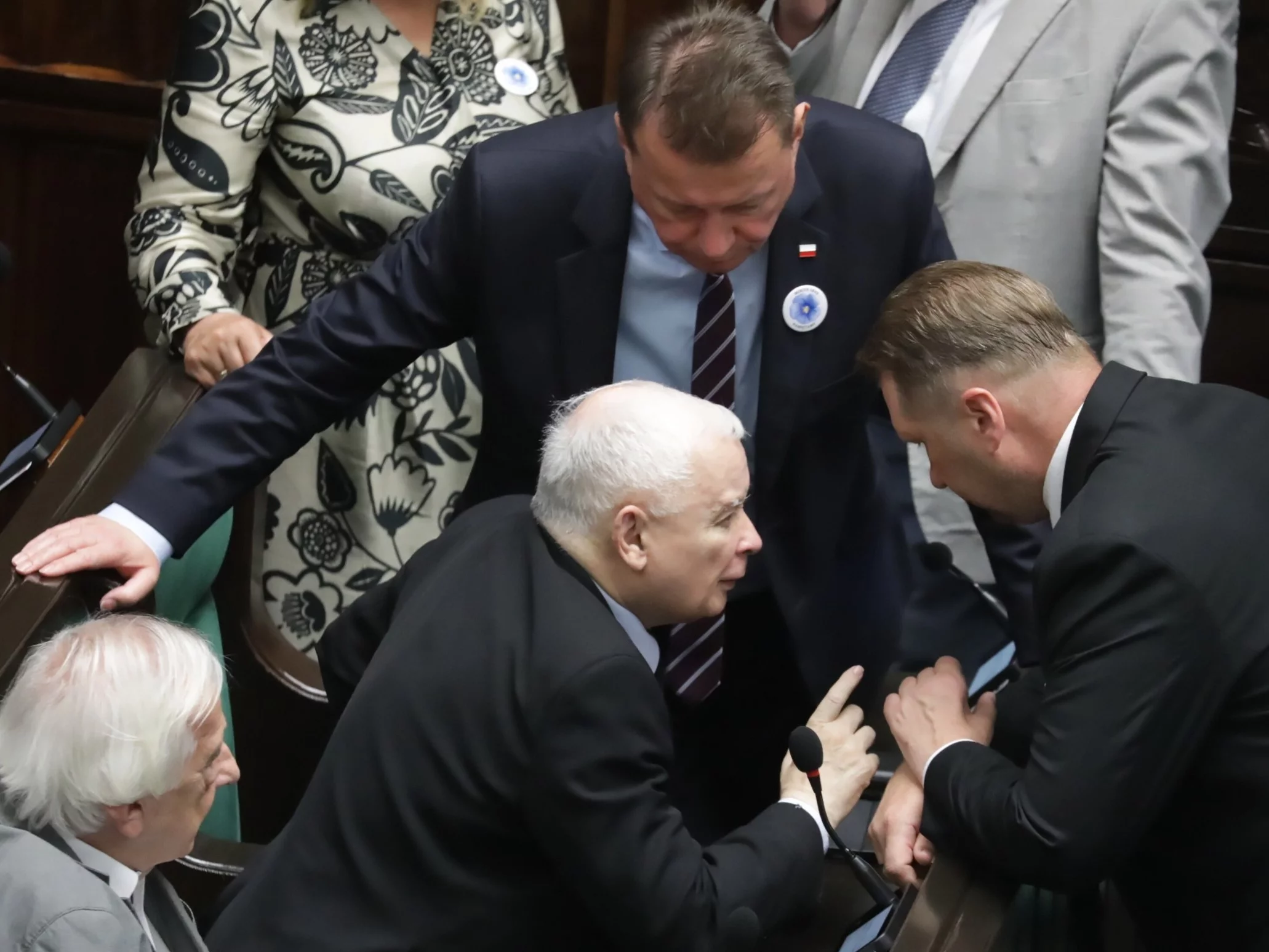 Jarosław Kaczyński, Mariusz Błaszczak, Przemysław Czarnek i Ryszard Terlecki w Sejmie